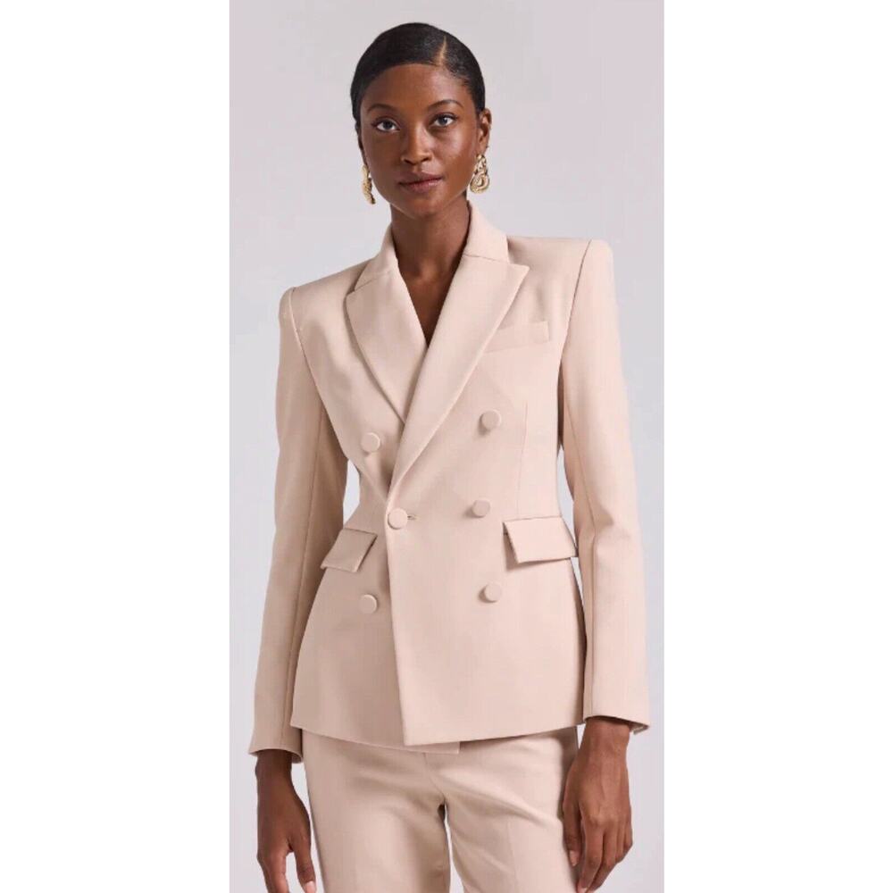 Generation Love Arielle Crepe Blazer Boyfriend Fit Double Breasted Latte XXL NEW